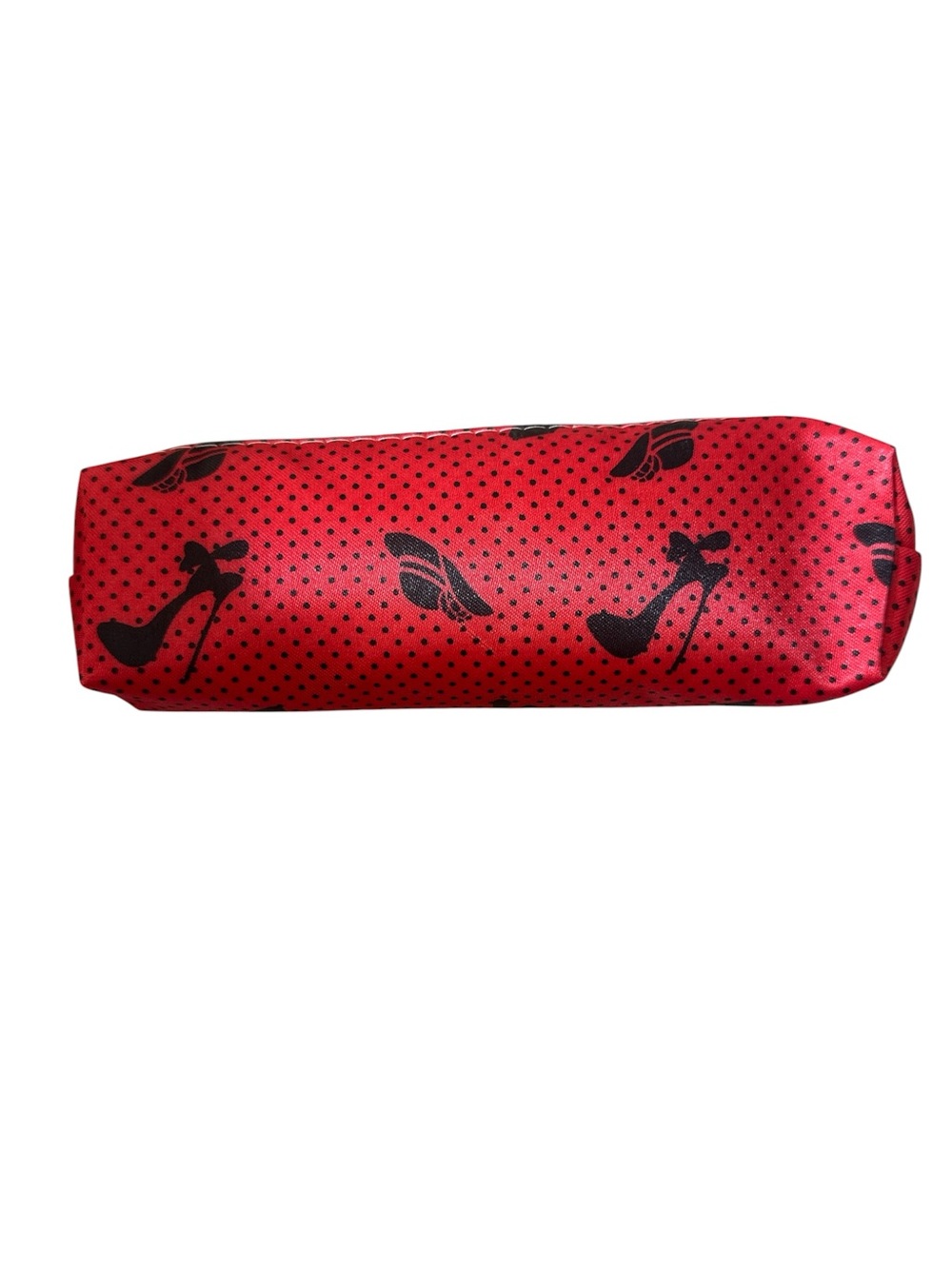 Red and Black Polka Dot Pencil Case with high heels and hats design NIP